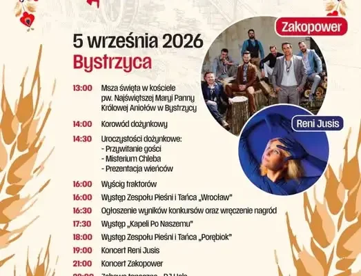 Dożynki Wojewódzkie w Bystrzycy: występy, konkursy i gwiazdy wieczoru