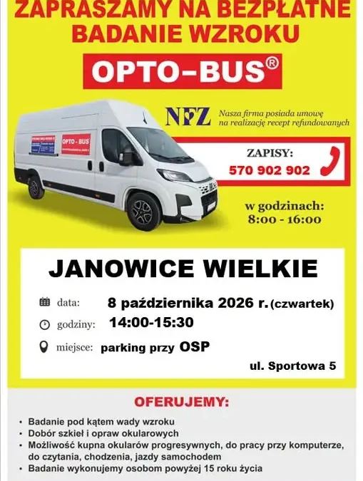 Bezpłatne badanie wzroku w Janowicach Wielkich – 8 października 2026