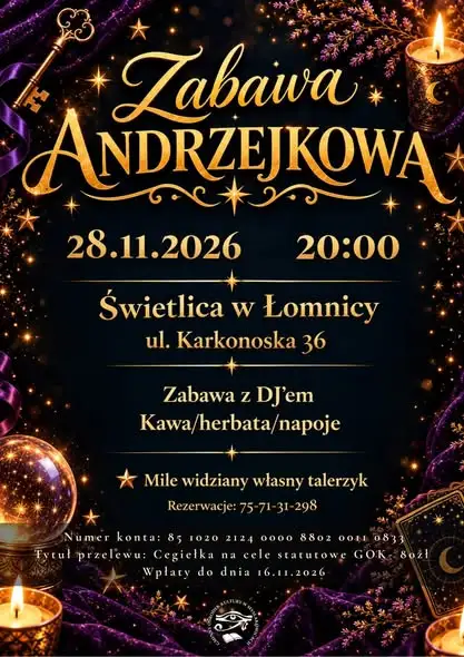 Andrzejkowa zabawa z DJ-em w Mysłakowicach i Łomnicy