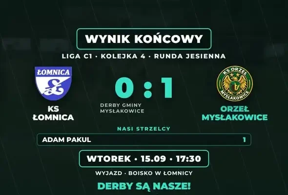 Derby gminy dla Orła Mysłakowice. Trampkarze wygrali w Łomnicy 1:0