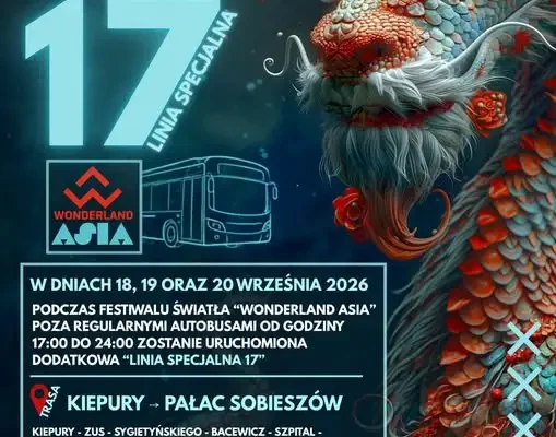 Festiwal Światła „Wonderland Asia” w Jeleniej Górze – specjalna linia MZK 17