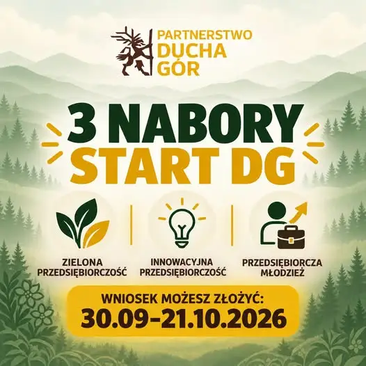 LGD Partnerstwo Ducha Gór ogłasza trzy nabory na dofinansowanie własnej firmy