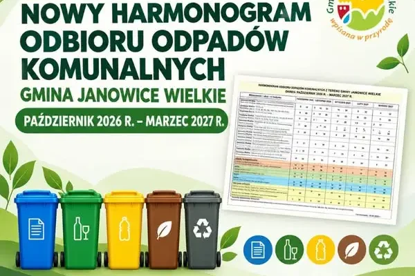 Gmina Janowice Wielkie: nowy harmonogram odbioru odpadów na sezon 2026/2027