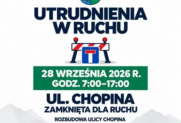 Szklarska Poręba: ul. Chopina zamknięta w poniedziałek 28 września