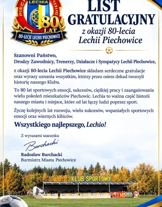 Lechia Piechowice świętuje 80-lecie klubu