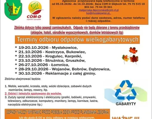 Gmina Mysłakowice: zbiórka odpadów wielkogabarytowych i elektrośmieci już wkrótce