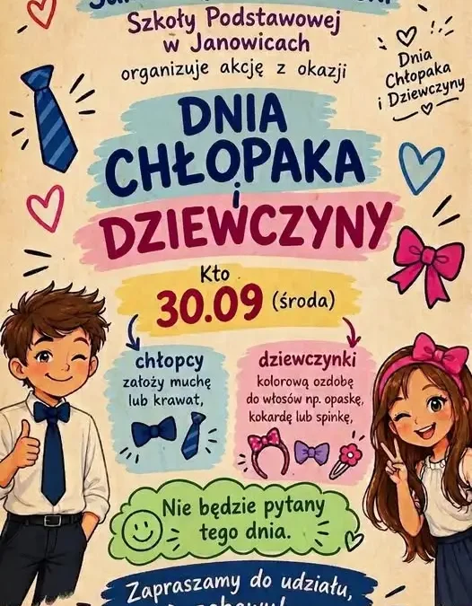 Dzień Chłopaka i Dziewczyny w SP Janowice – akcja Samorządu Uczniowskiego