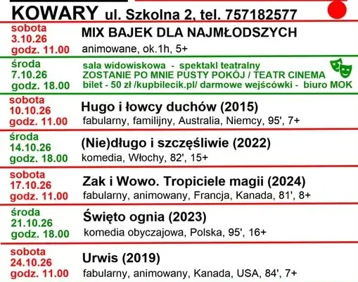Kino Za Rogiem w Kowarach zaprasza na seanse filmowe i spektakle teatralne