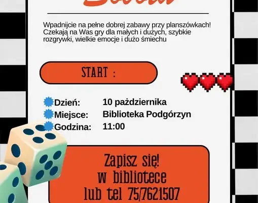 Planszówkowe popołudnie w Bibliotece Podgórzyn – 10 października