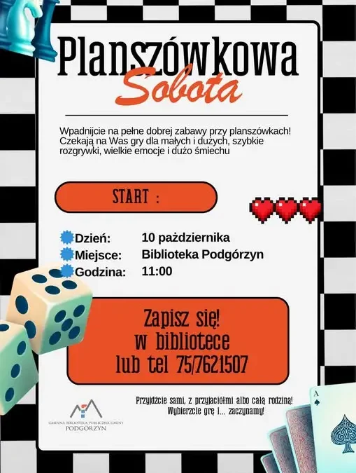 Planszówkowe popołudnie w Bibliotece Podgórzyn – 10 października
