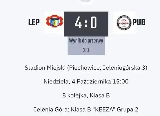 Rezerwy Lechii Piechowice rozgromiły Pub Gol Jelenia Góra 4:0