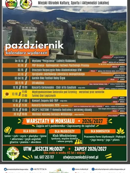 Październik w Szklarskiej Porębie – koncerty, teatr, Senioralia i nowy sezon warsztatów