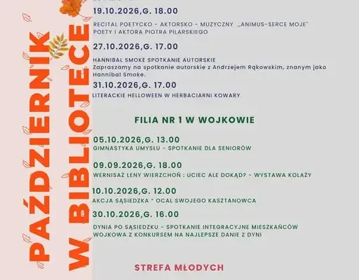 Październik w bibliotece w Kowarach – spotkania autorskie, warsztaty i dynia po sąsiedzku
