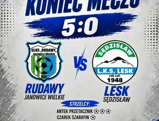 Rudawy Janowice rozgromiły Lesk Sędzisław 5:0 w B-klasie