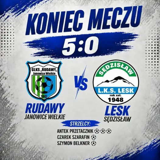 Rudawy Janowice rozgromiły Lesk Sędzisław 5:0 w B-klasie