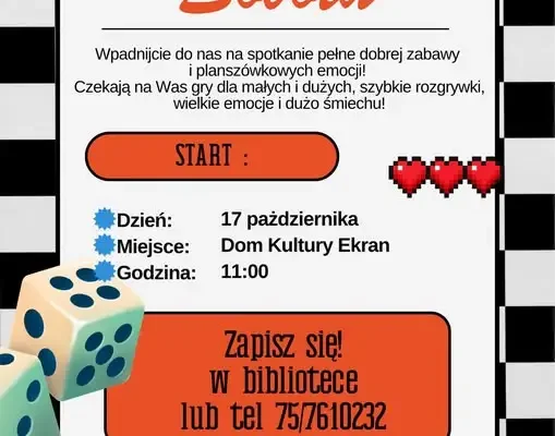Miłków: Planszówkowe spotkanie w Domu Kultury Ekran już 17 października