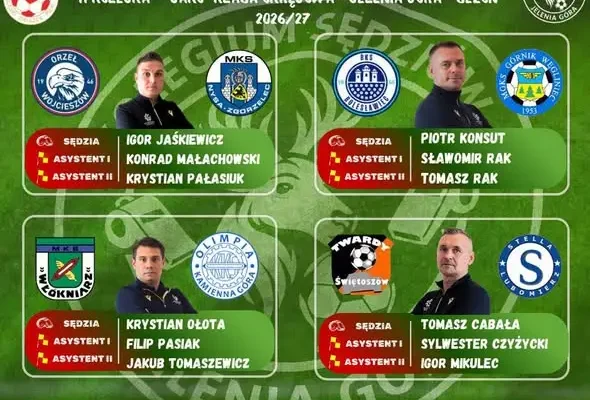Obsada sędziowska 11. kolejki „Jako” klasy okręgowej – zapowiedź weekendowych meczów