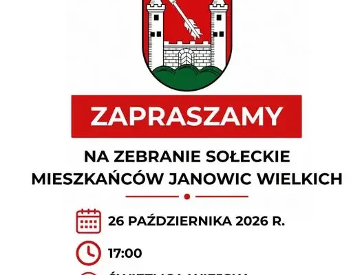 Mieszkańcy Janowic Wielkich zdecydują o funduszu sołeckim na 2026 rok