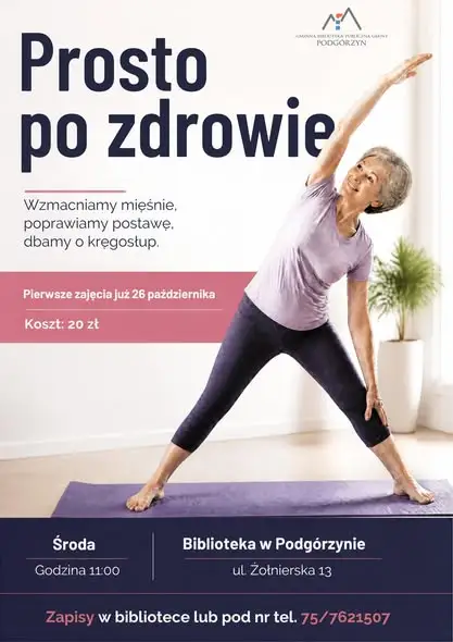 Zmiana terminów zajęć Pilates i Zdrowy Kręgosłup w Bibliotece w Podgórzynie