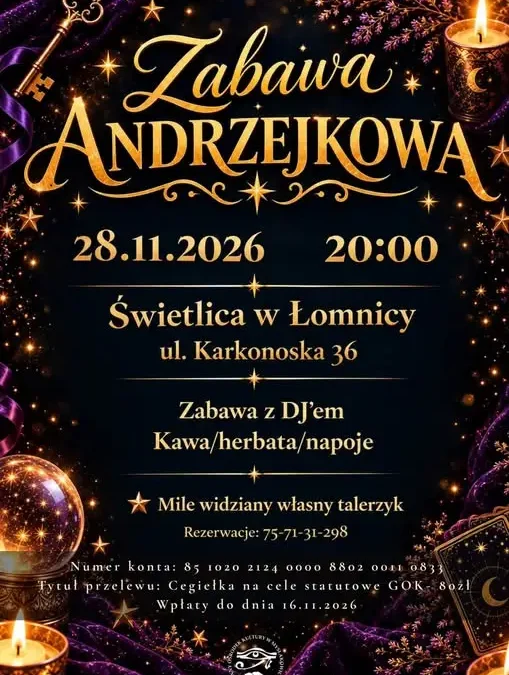 Andrzejki w Łomnicy – zaproszenie na wspólną zabawę w świetlicy
