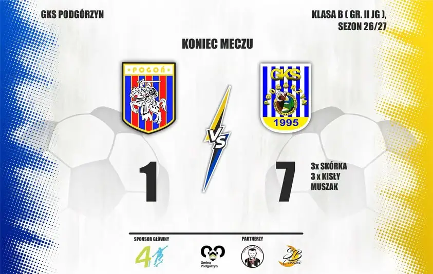 GKS Podgórzyn rozbił Pogoń Wleń 7:1. Hat-tricki Skórki i Kisłego