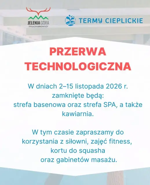 Termy Cieplickie zamykają baseny i SPA na dwa tygodnie. Co pozostanie otwarte?